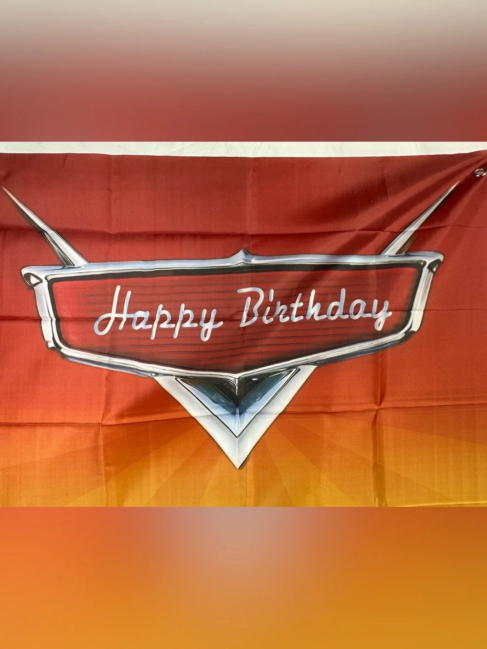 Cars Lightning McQueen Happy Birthday Backdrop Banner 6x3Ft.